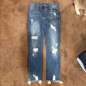 Classic Distressed Straight Leg Jeans